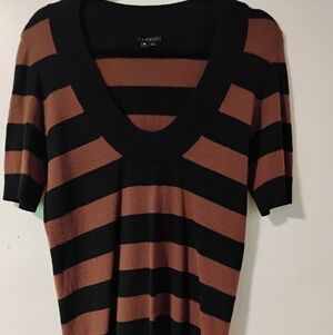 Theory Striped Sweater Black and Brown Top M